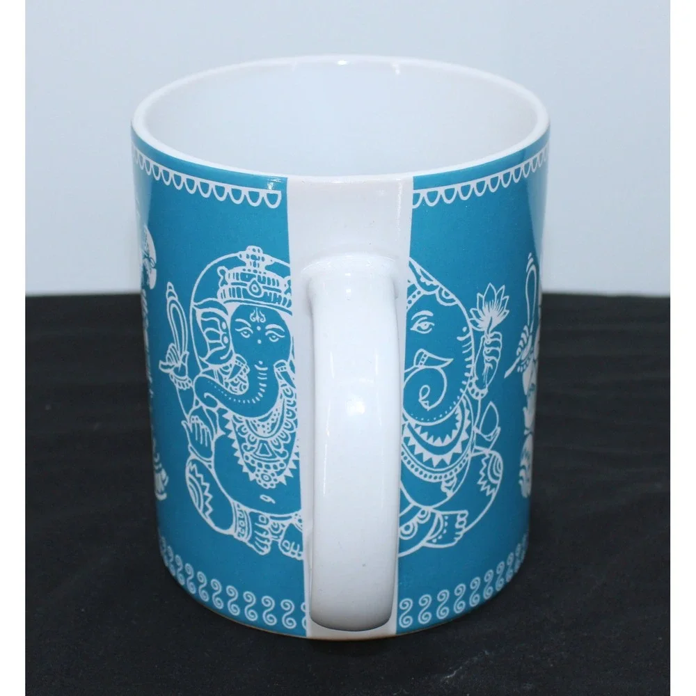 Fisher Home Products Ganesha Spiritual Quote Stoneware Mug Blue White - Picture 2 of 6